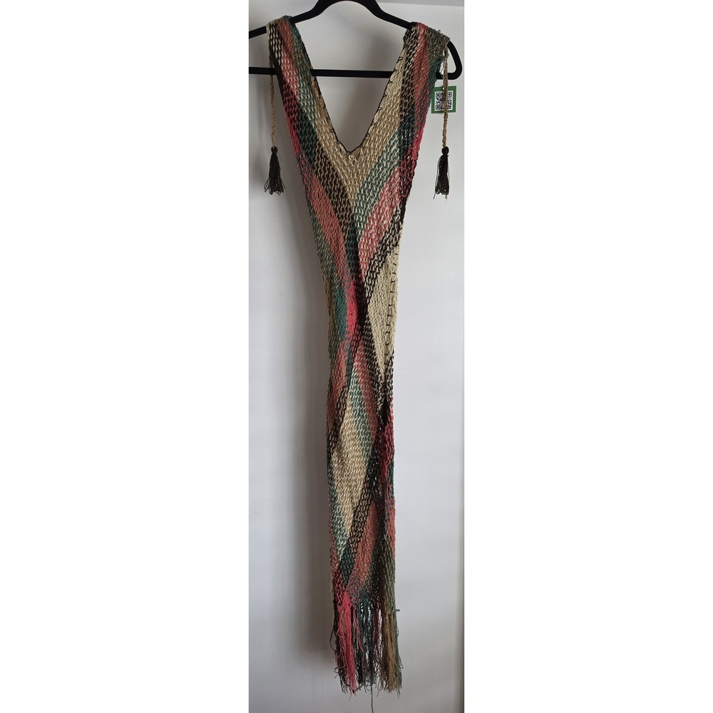 NWT Wuitusu Handmade Women Midi Coverup Dress One Size Sleeveless Multicolor